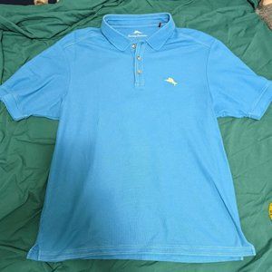 Tommy Bahama Large Blue Polo Shirt with Yellow Logo